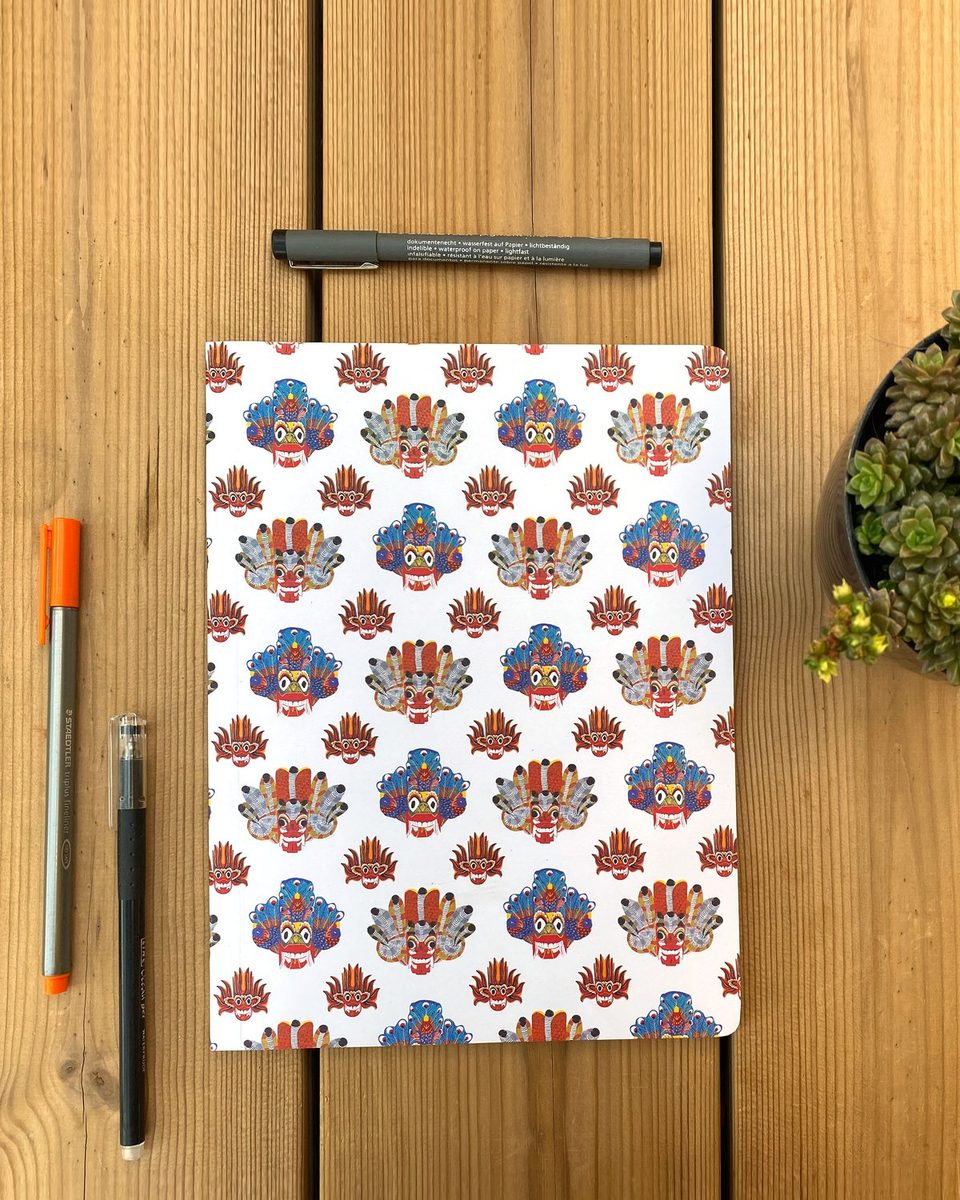 Painted mask pattern notebook
